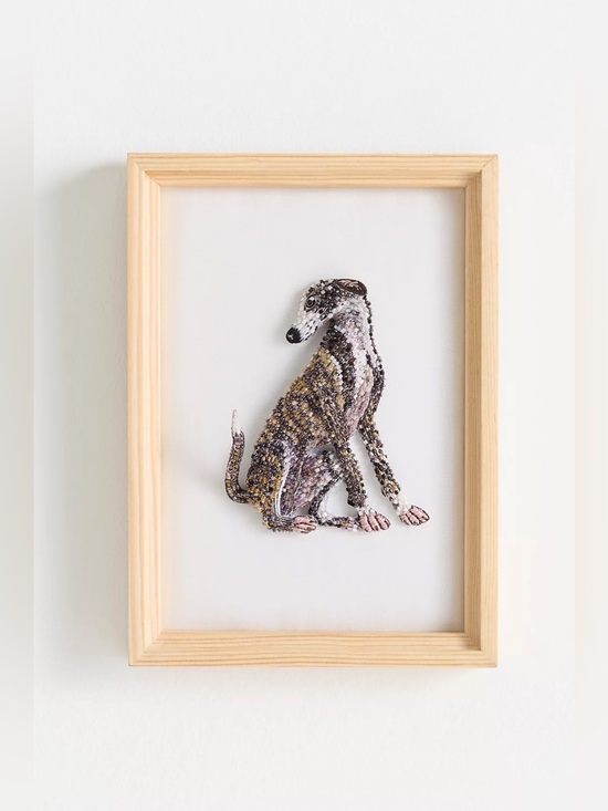 Anthropologie Other - Anthropologie Dog Beaded Wall Art Greyhound Whippet Hand Crafted Bespoke New
